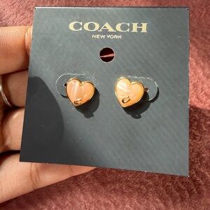 Coach Heart Earrings - Gold and Peach